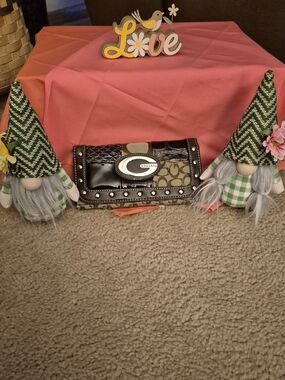 Guess Patchwork Continental Wallet in Brown and Black. NEW WITH TAGS
